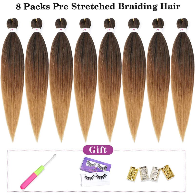 Beyond Beauty Pre-stretched Braids Hair Professional Itch Free Hot Water Setting Synthetic Fiber Ombre Yaki Texture Braid Hair Extensions 26 Inch 8 Packs Beyond Beauty Braiding Hair 1B-30-27â€¦ - Image 2